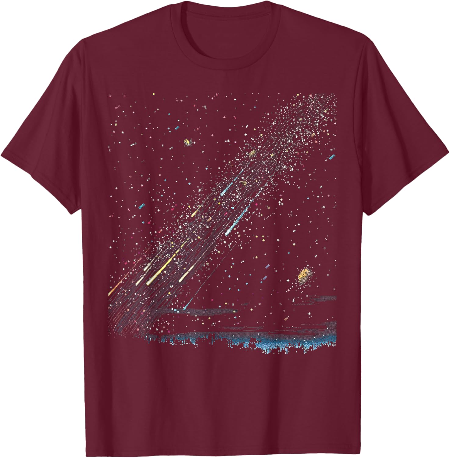 Pixel Meteor Shower T-Shirt - T-Shirt | Maroon
