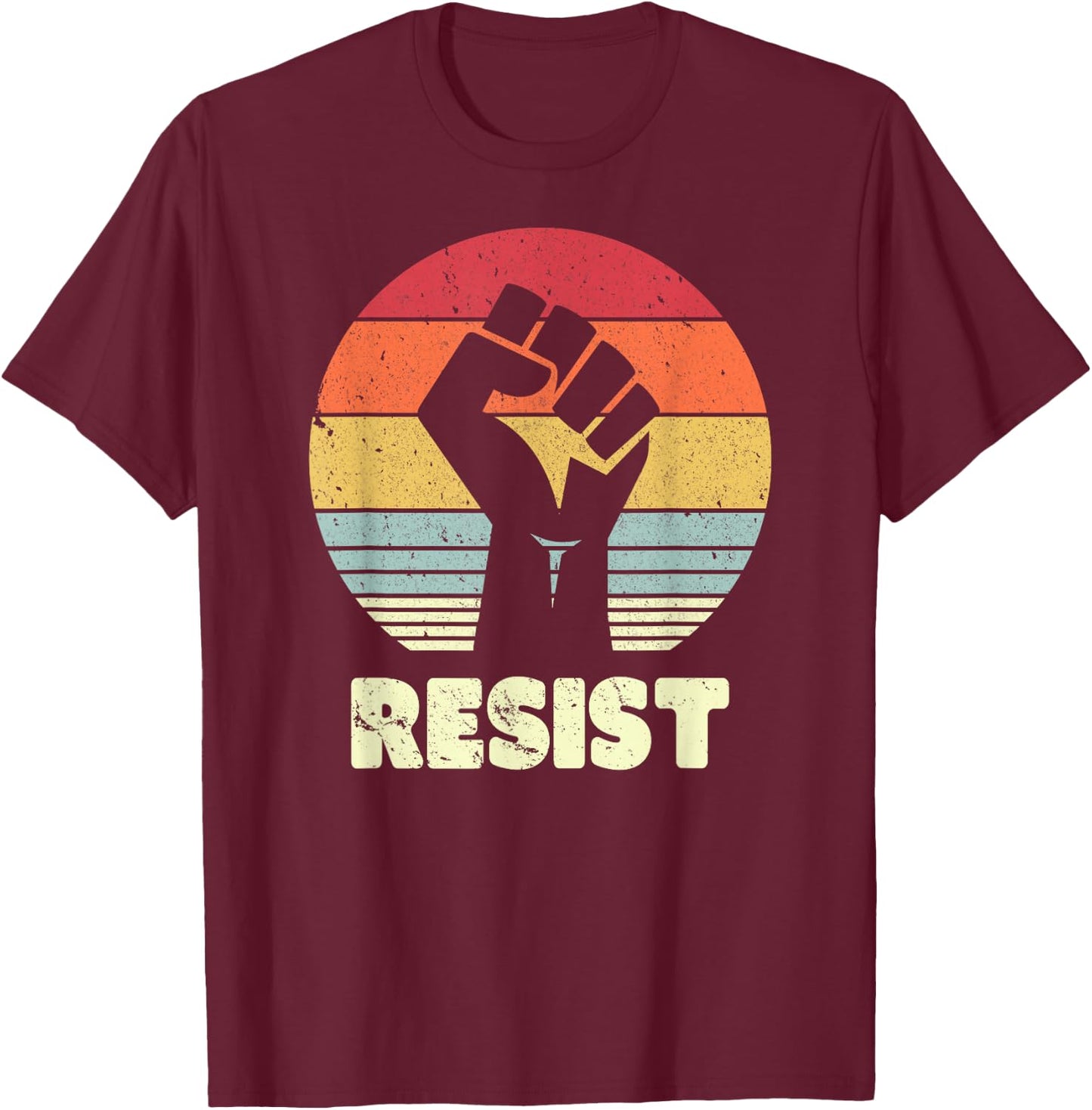 Resist Shirt. Retro, Feminist T Shirt, 70's Vintage T-Shirt - T-Shirt | Maroon