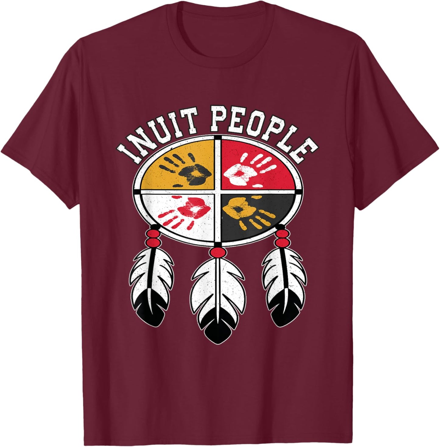 Inuit people Native Indigenous Medicine Wheel T-Shirt - T-Shirt | Maroon