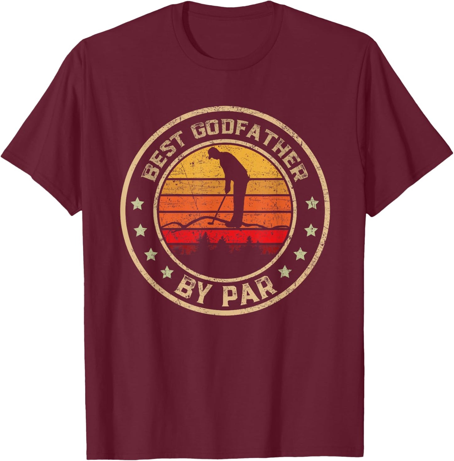 Best Godfather By Par Father's Day Golf Golfing T-Shirt - T-Shirt | Maroon