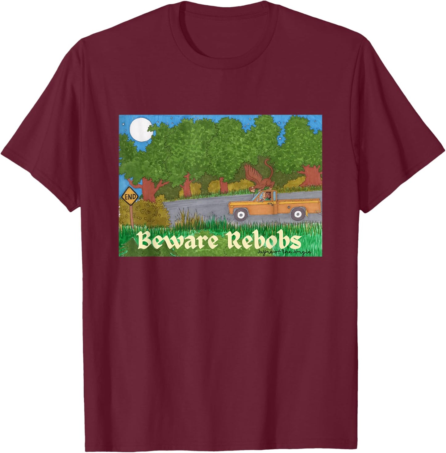 Beware of Rebobs! Napa Valley Legend Flying Monkeys T-Shirt - T-Shirt | Maroon