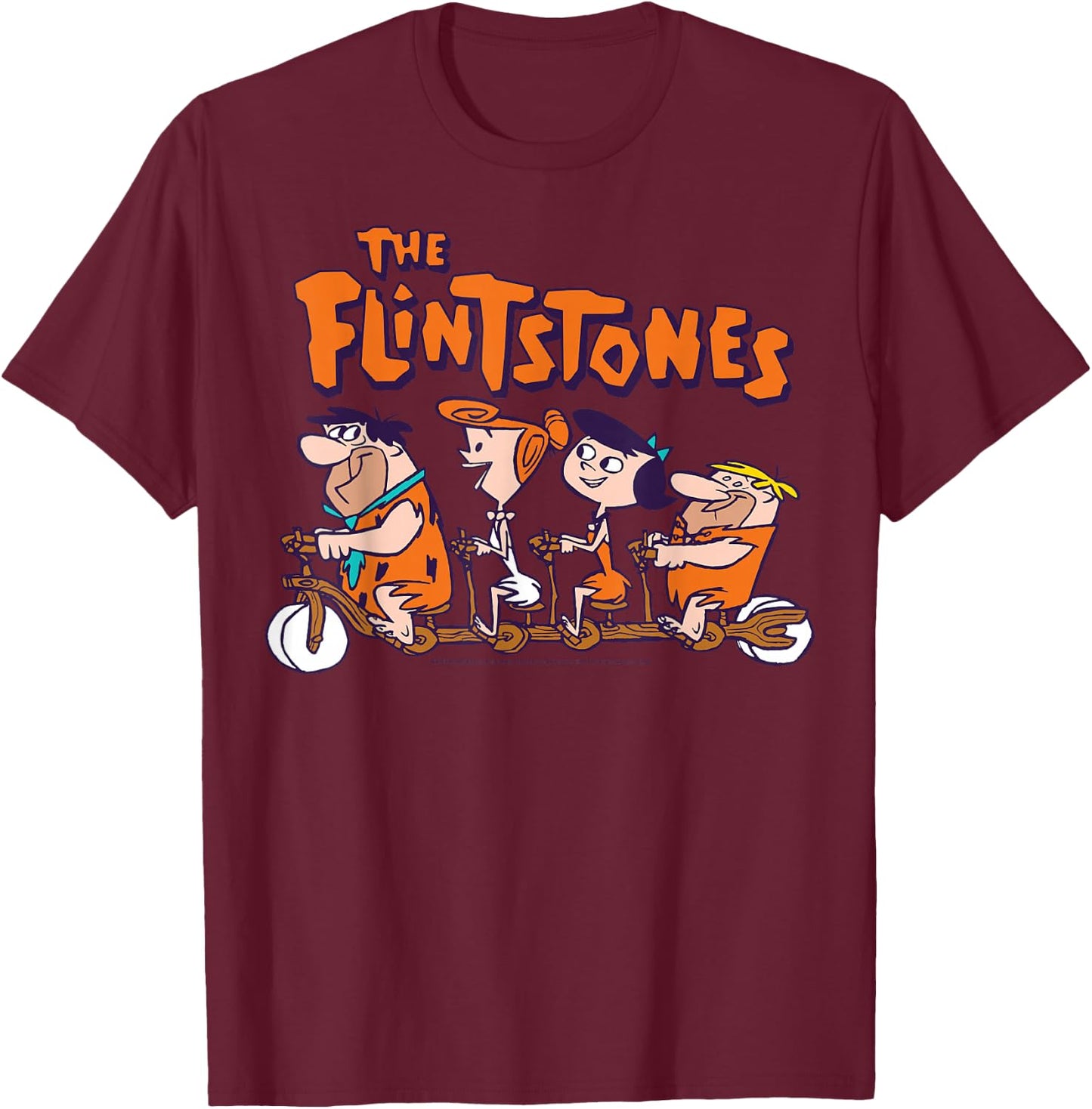 The Flintstones Group Shot Bike Ride T-Shirt - T-Shirt | Maroon