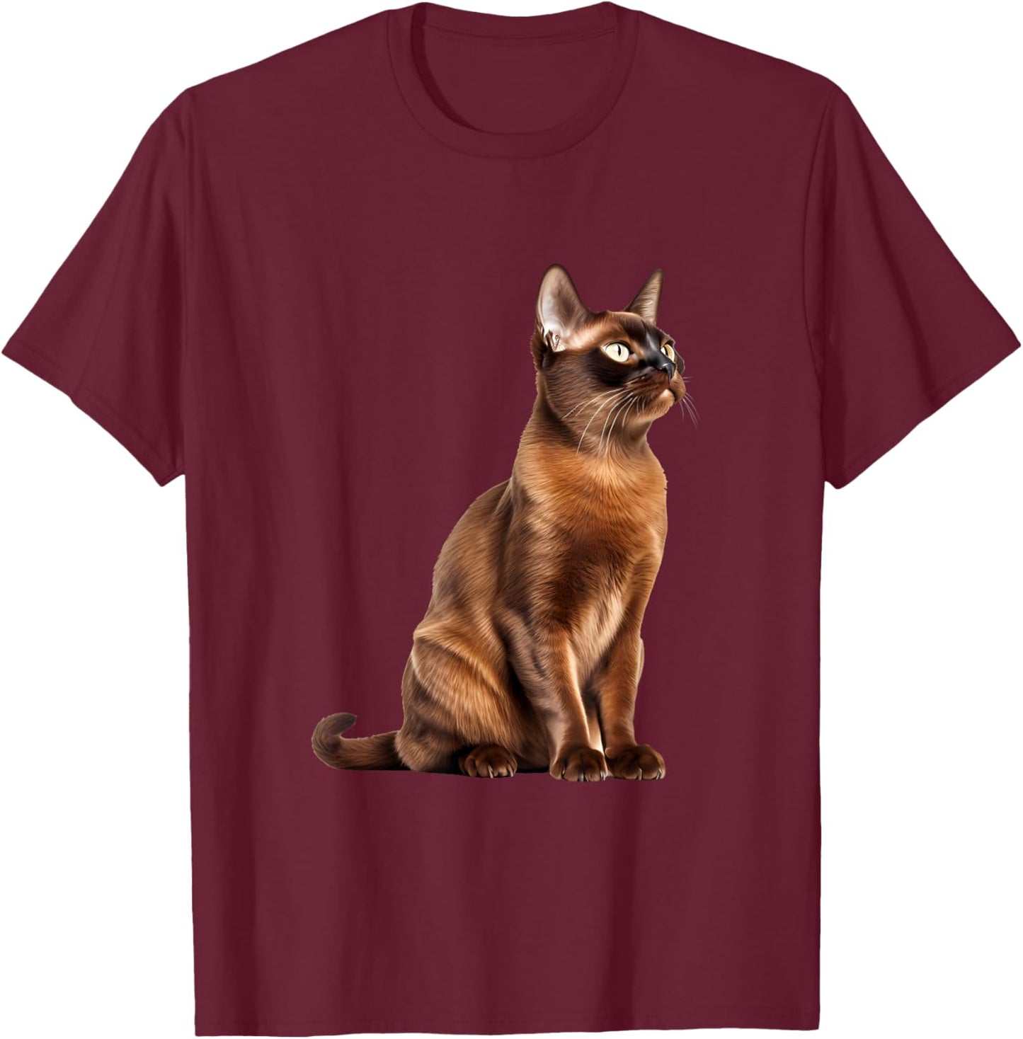 Burmese Cat Portrait T-Shirt - T-Shirt | Maroon