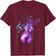 Violin Lilac Violin Watercolor Flowers T-Shirt - T-Shirt | Maroon