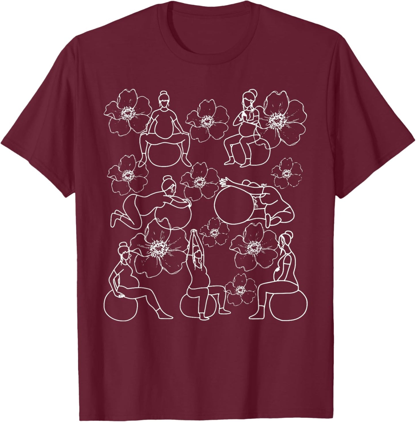 Birth Ball Birth Worker Birthing Positions Nurse Midwife T-Shirt - T-Shirt | Maroon