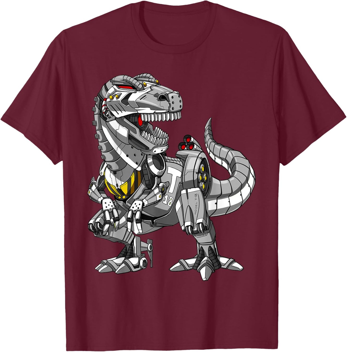 T-Rex Dinosaur Robot Dinosaur Monster T-Shirt - T-Shirt | Maroon
