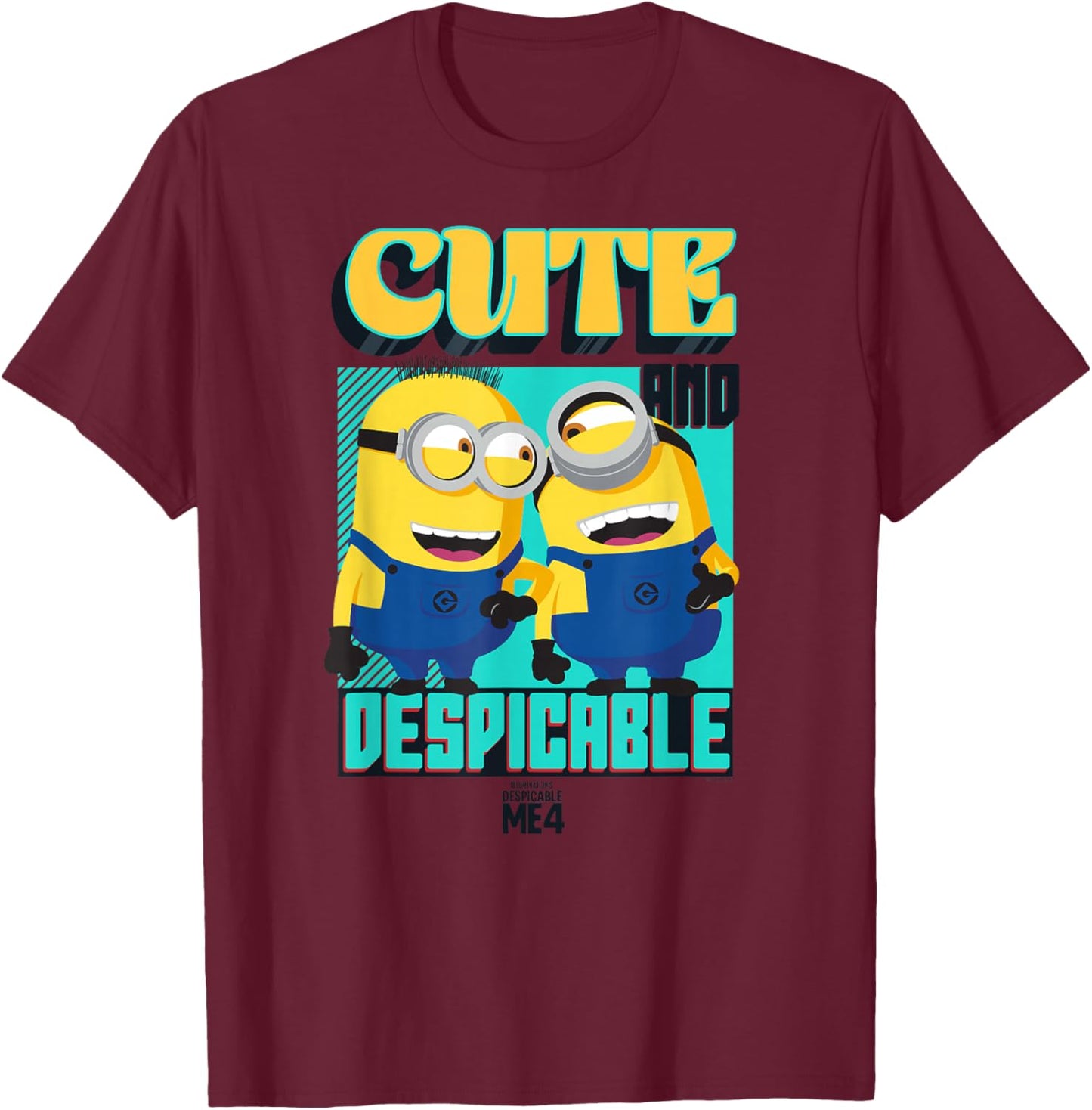 Minions Despicable Me 4 Cute and Despicable T-Shirt - T-Shirt | Maroon