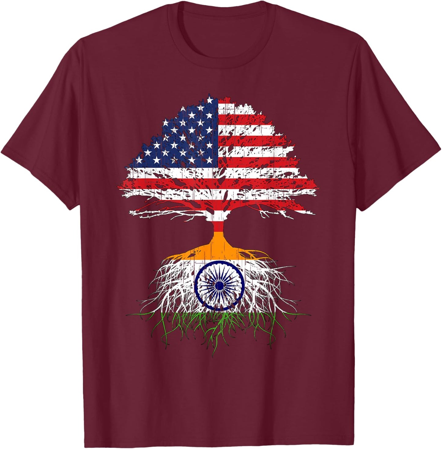 India Roots Flag Shirt Naturalization Gift Person from India T-Shirt - T-Shirt | Maroon