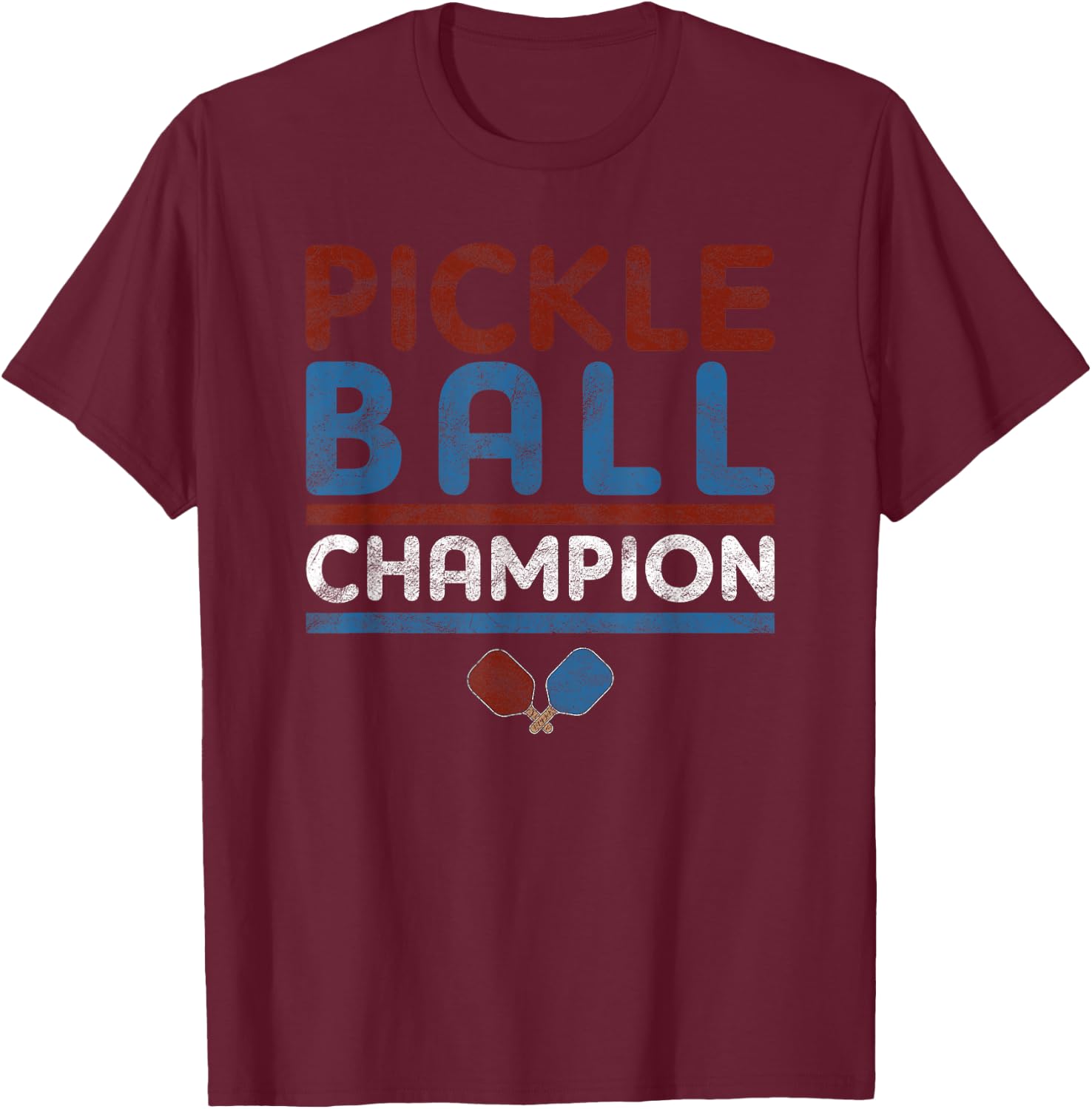 Vintage Pickleball Champion Pickleball Tournament T-Shirt - T-Shirt | Maroon