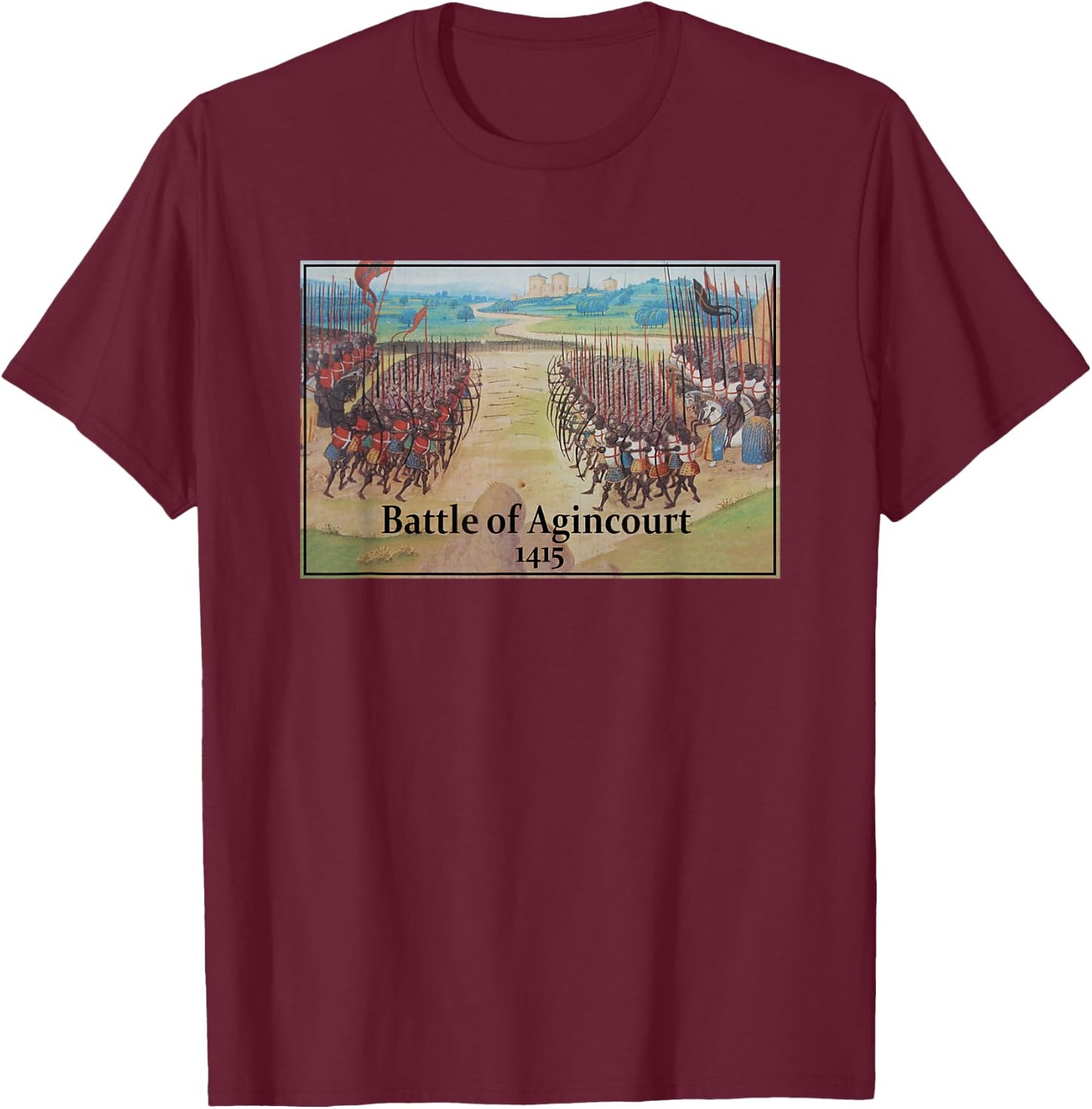Battle of Agincourt Painting T-Shirt - T-Shirt | Maroon