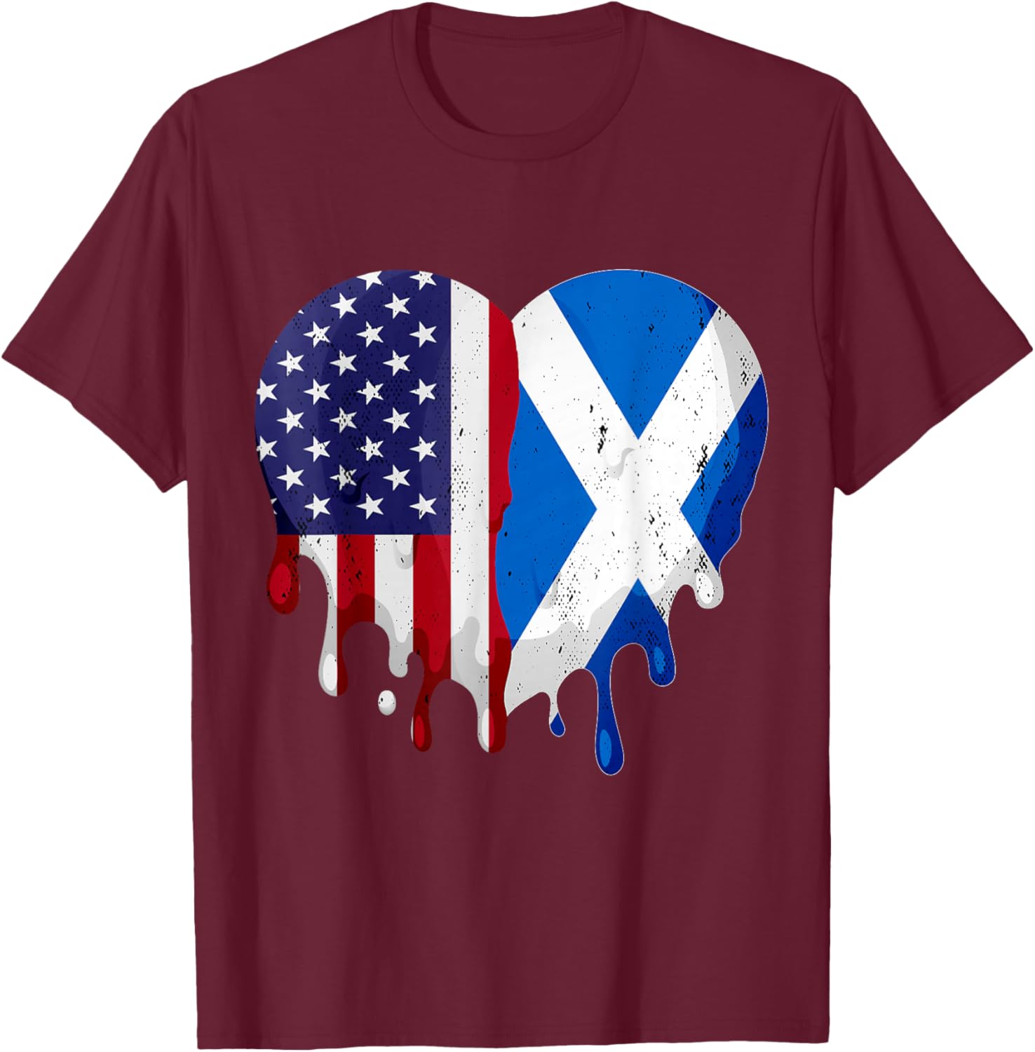 American Scottish Heritage Month Scotland Flag Heart T-Shirt - T-Shirt | Maroon
