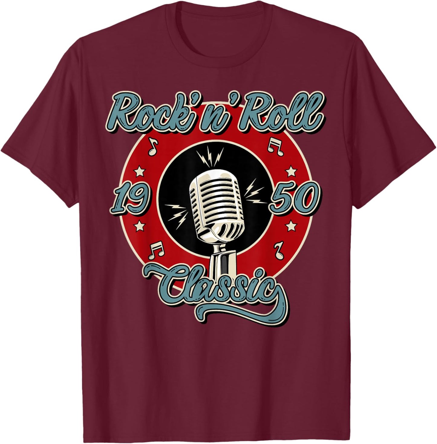 50s Rockabilly Clothing 1950s Sock Hop Swing Greaser Rocker T-Shirt - T-Shirt | Maroon
