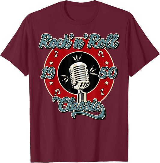 50s Rockabilly Clothing 1950s Sock Hop Swing Greaser Rocker T-Shirt - T-Shirt | Maroon