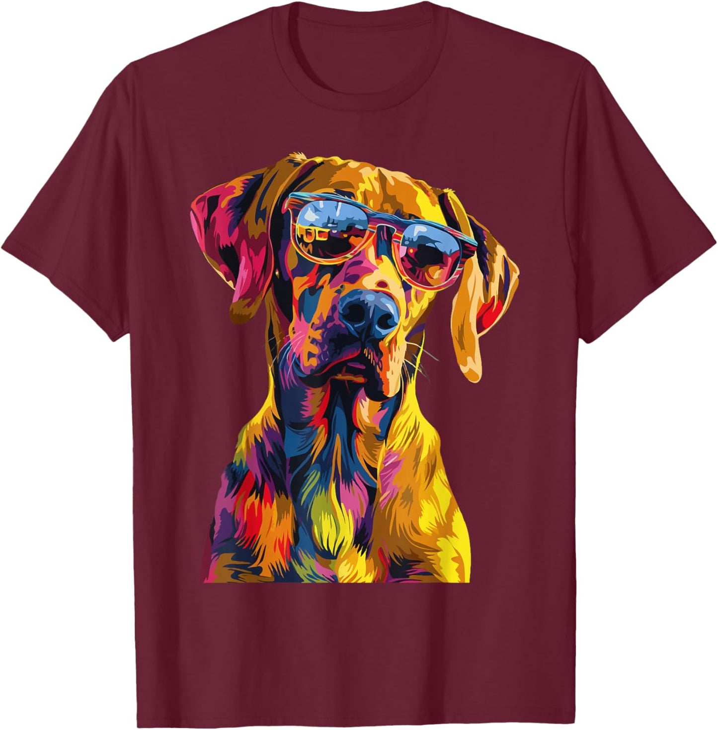 Rhodesian Ridgeback Lovers Pop Art Funny Rhodesian Ridgeback T-Shirt - T-Shirt | Maroon
