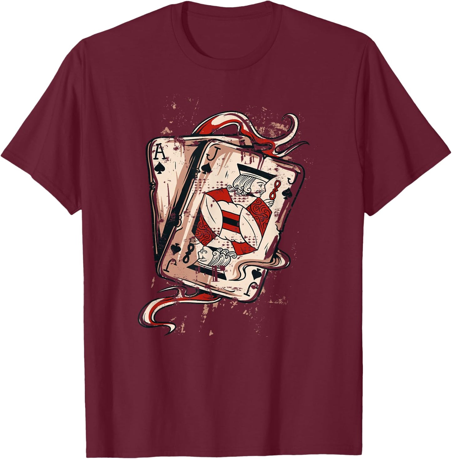 Black Jack Shirt, 21 Ace Jack Shirt, Poker Gamblers T-Shirt - T-Shirt | Maroon