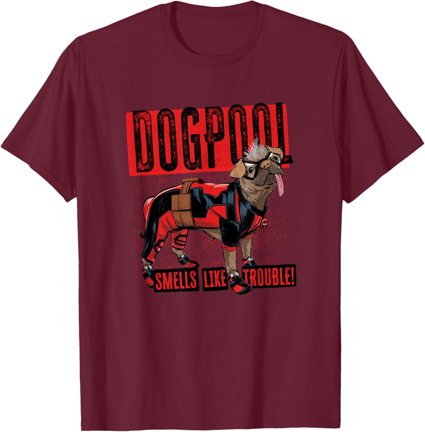Marvel Studios Deadpool & Wolverine Dogpool Smells Trouble T-Shirt - T-Shirt | Maroon
