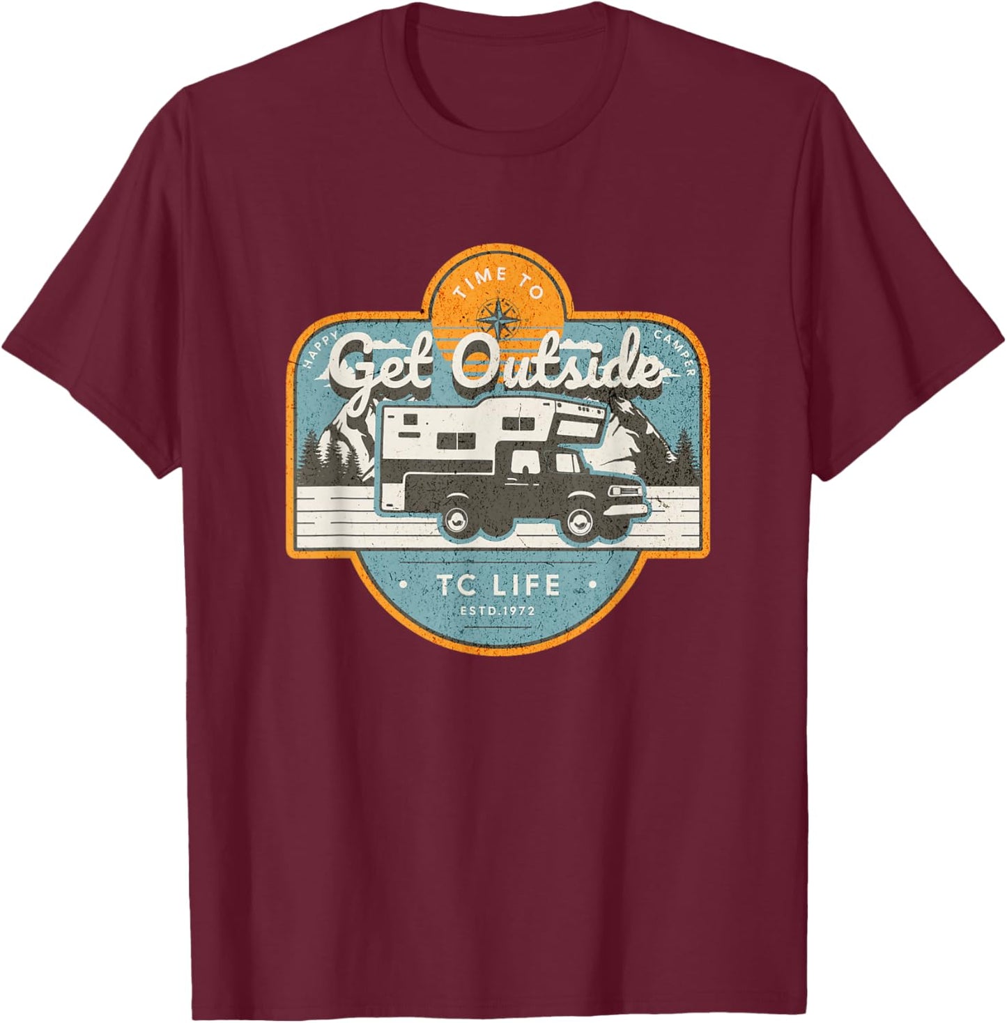 Mountain Adventure Truck Bed Camper for Forest Off-Road Fun T-Shirt - T-Shirt | Maroon