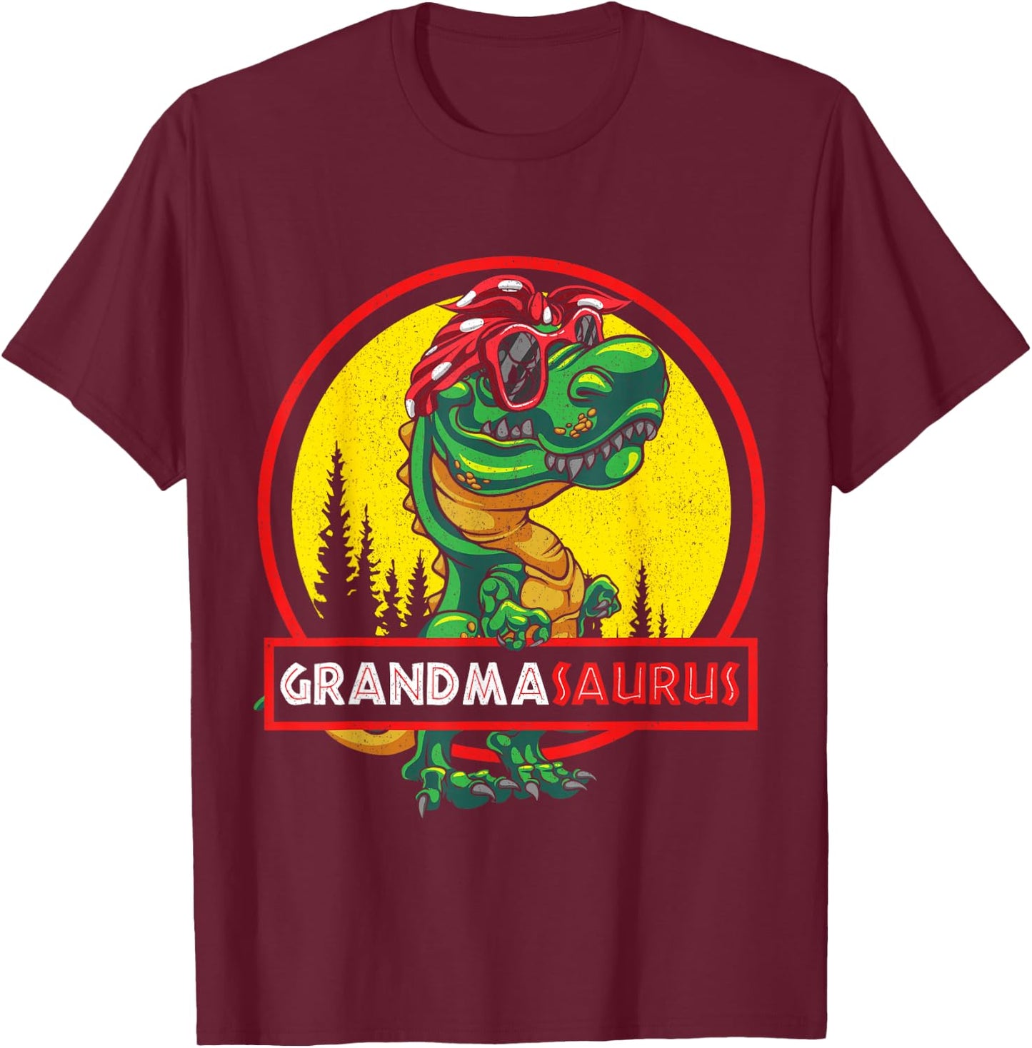 Grandmasaurus T rex Grandma Saurus Dinosaur Family Matching T-Shirt - T-Shirt | Maroon