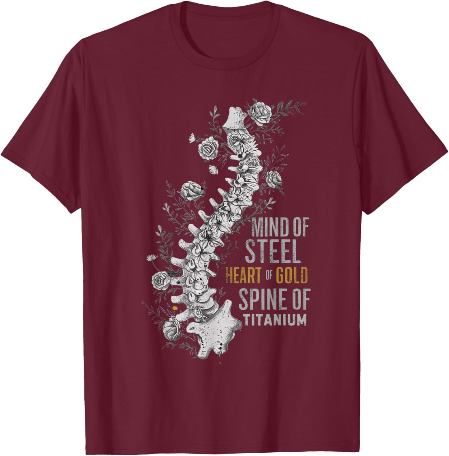 Scoliosis Warrior Surgery Recovery Support T-Shirt - T-Shirt | Maroon