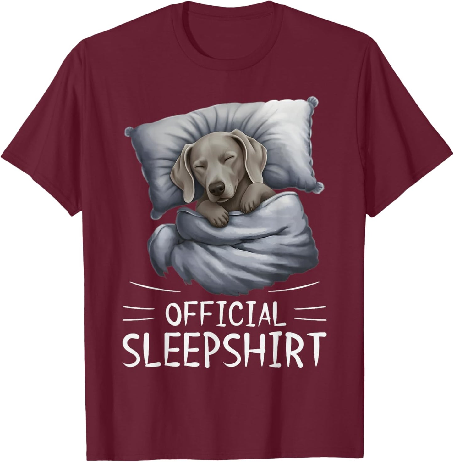 Weimaraner Dog Official Sleepshirt Pajamas Nightgown T-Shirt - T-Shirt | Maroon