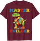 Master Builder Kids Building Blocks Toy T-Rex Dinosaur Lover T-Shirt - T-Shirt | Maroon