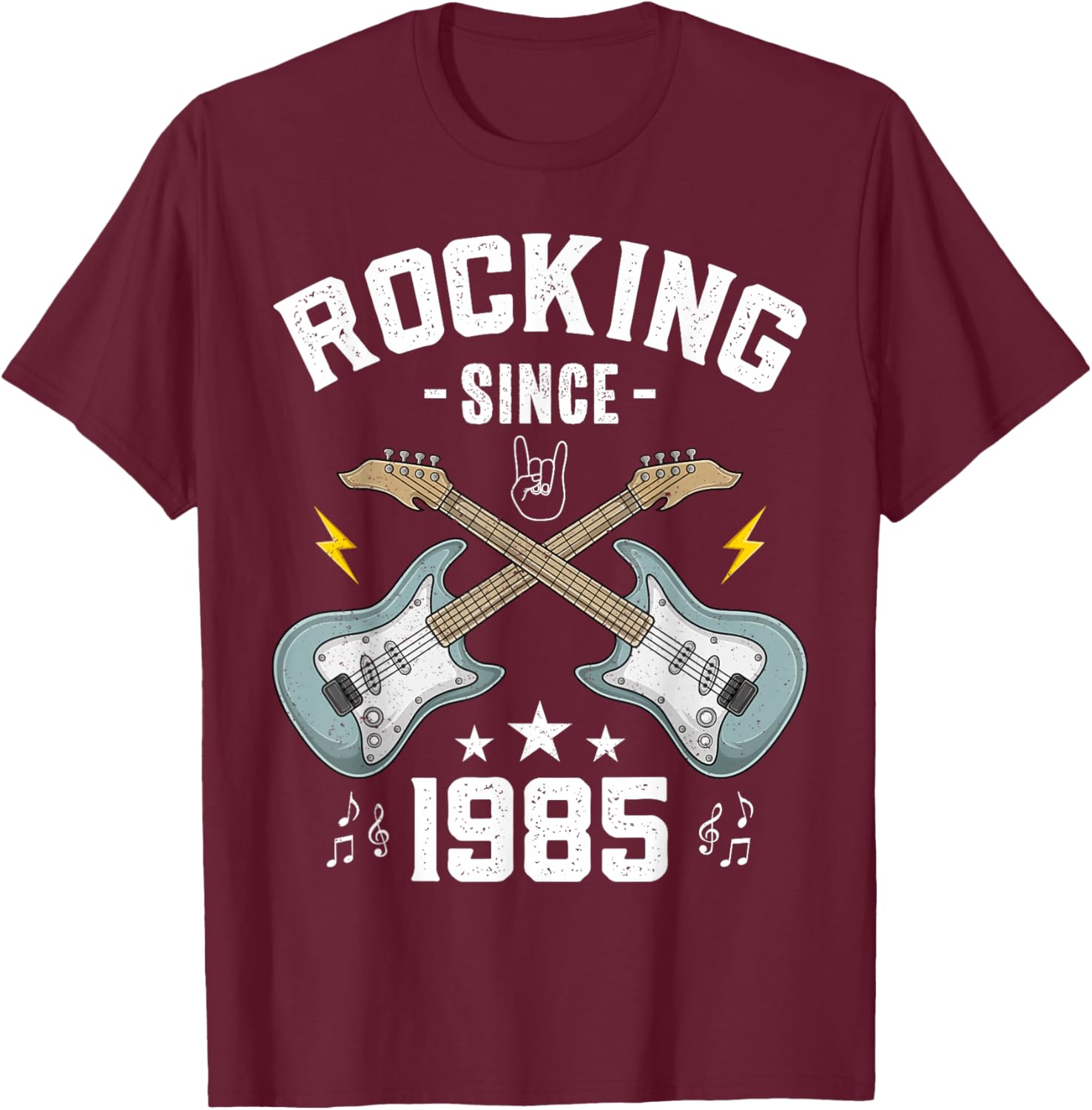 Rocking Since 1985 Vintage Guitar 40th Birthday T-Shirt - T-Shirt | Maroon