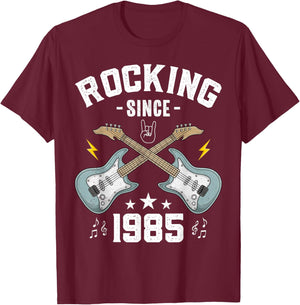 Rocking Since 1985 Vintage Guitar 40th Birthday T-Shirt - T-Shirt | Maroon