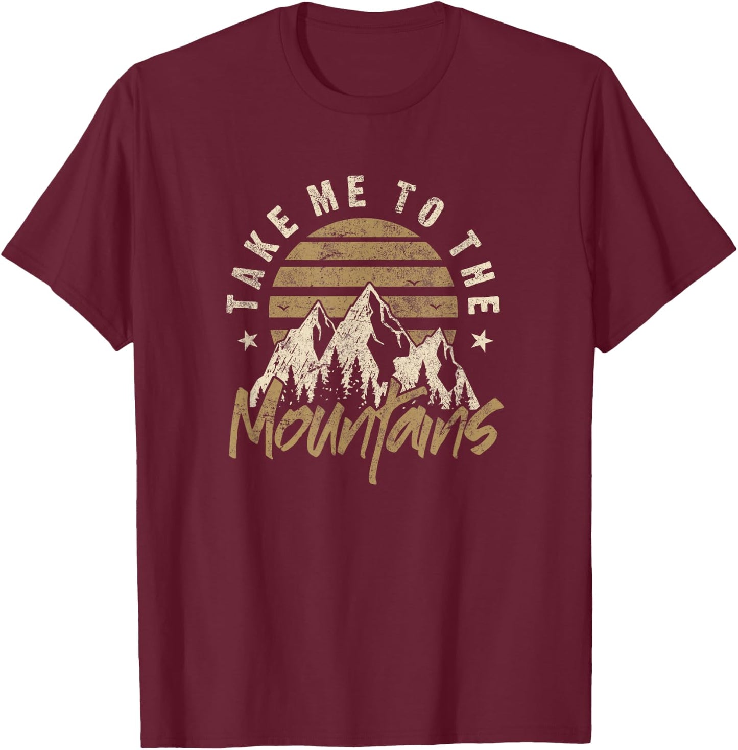 Vintage Take Me to the Mountains Adventure T-Shirt - T-Shirt | Maroon