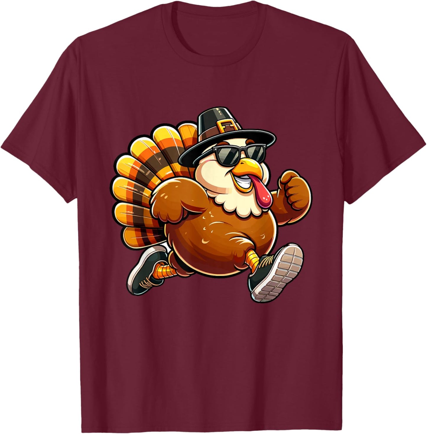 Running Turkey - Turkey Trot Running Thanksgiving T-Shirt - T-Shirt | Maroon