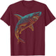 Shark Mandala Art Animal Love Fantasy Graphic Shark T-Shirt - T-Shirt | Maroon