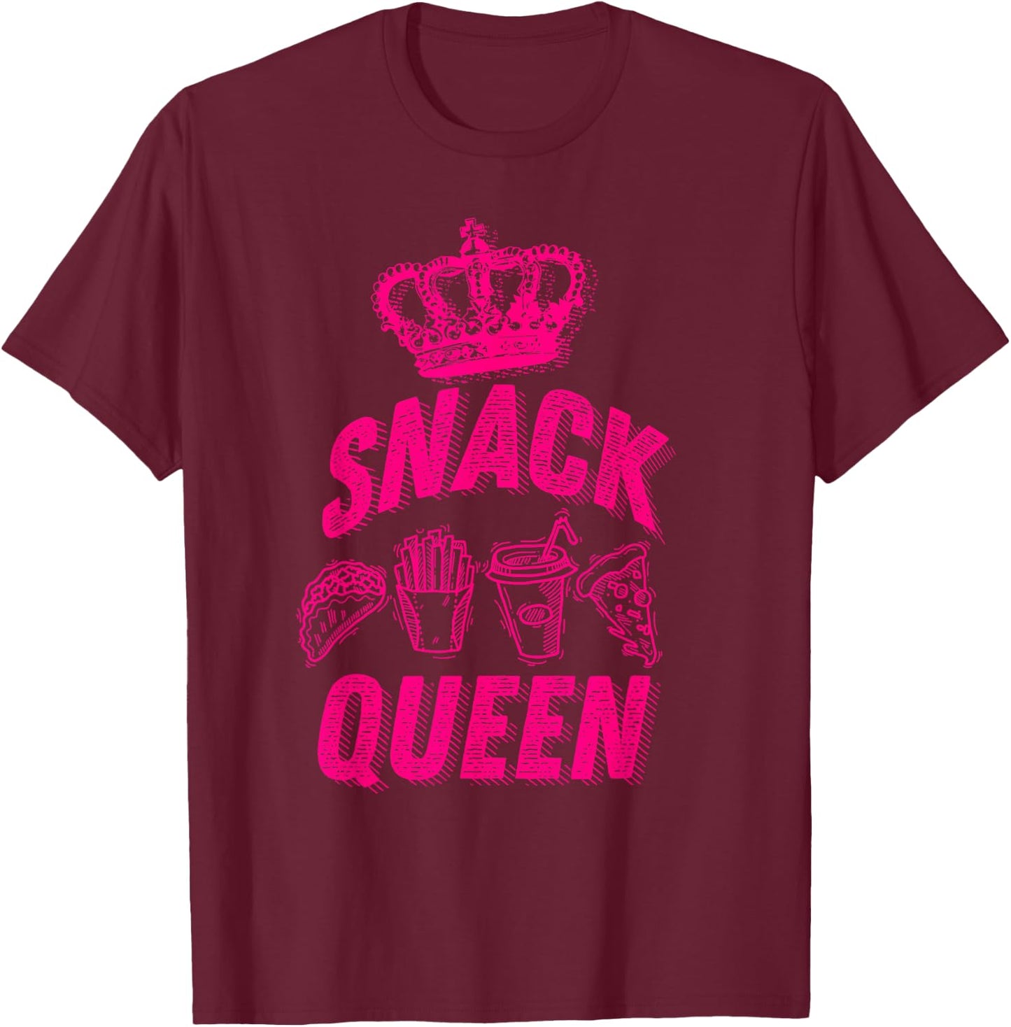 Snack Queen Shirt | Cool I Love Midnight Snack Boy Girl Gift T-Shirt - T-Shirt | Maroon