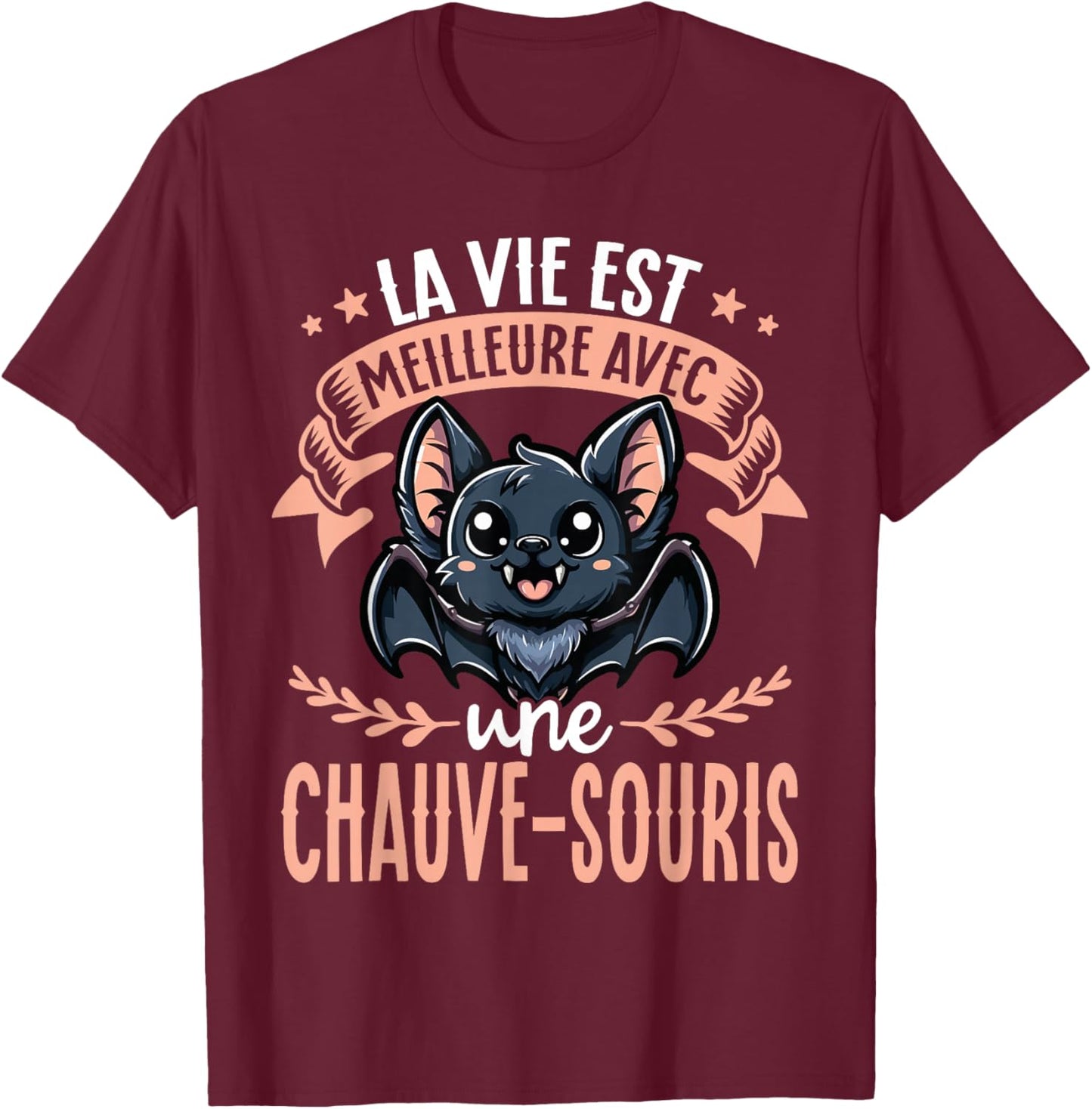 Life Is Better With A Bat - Sweet Bat , Black, S T-Shirt - T-Shirt | Maroon