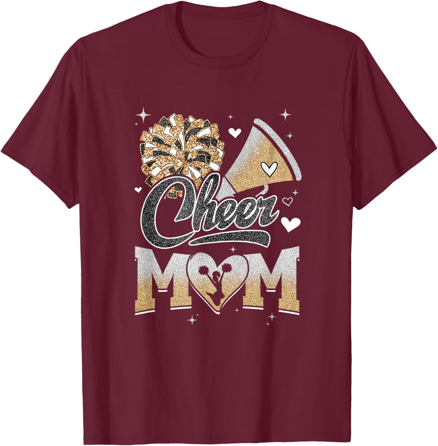 Cheer Mom Cheerleading Football Graphic T-Shirt - T-Shirt | Maroon