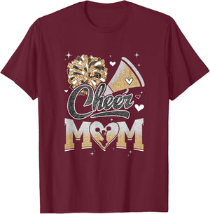 Cheer Mom Cheerleading Football Graphic T-Shirt - T-Shirt | Maroon