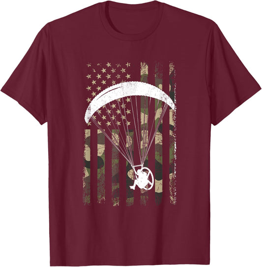 paramotor American Flag, paramotor T-Shirt - T-Shirt | Maroon