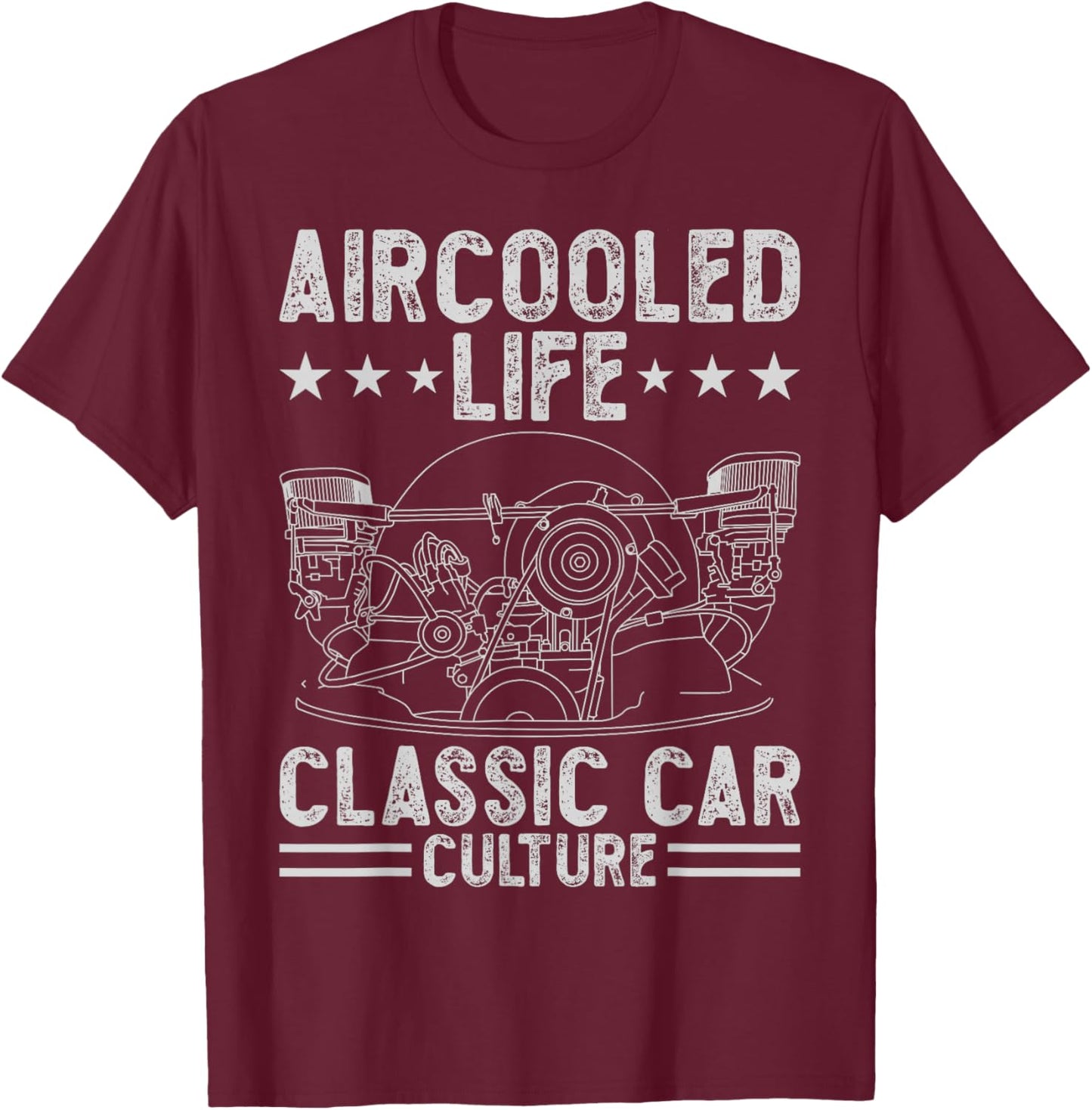 Funny Classic Air cooled Car Engine vdub Air-cooled Life T-Shirt - T-Shirt | Maroon