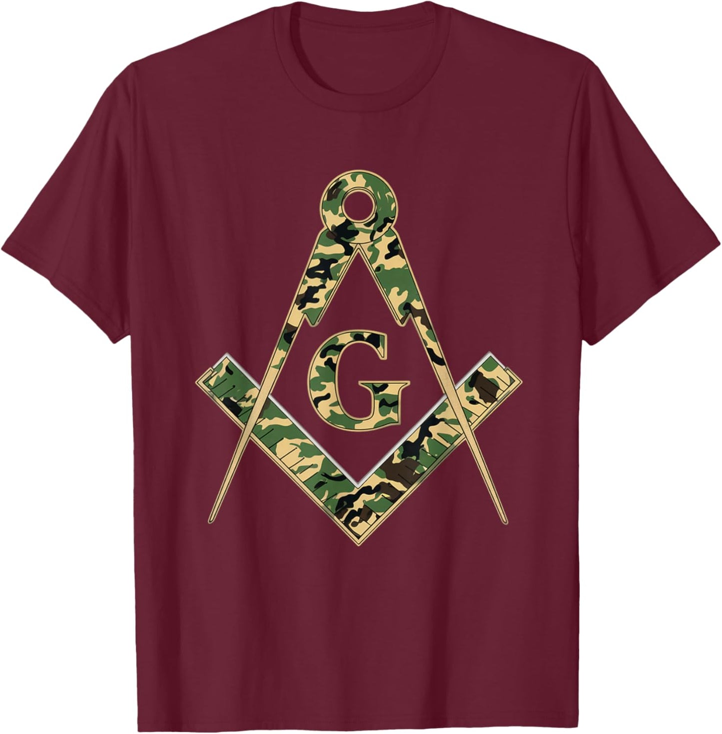 Mason Square Compass Camouflage Masonic T-Shirt - T-Shirt | Maroon