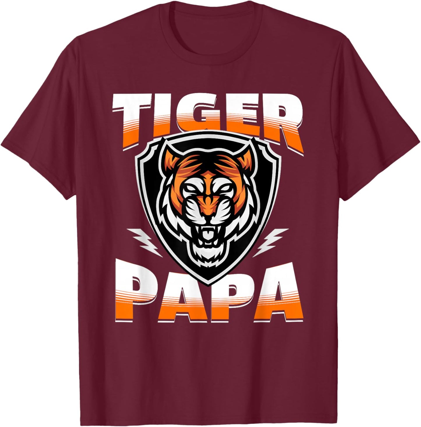 Tiger Papa Game Day Print for Grandpa with Tigers Mascot T-Shirt - T-Shirt | Maroon