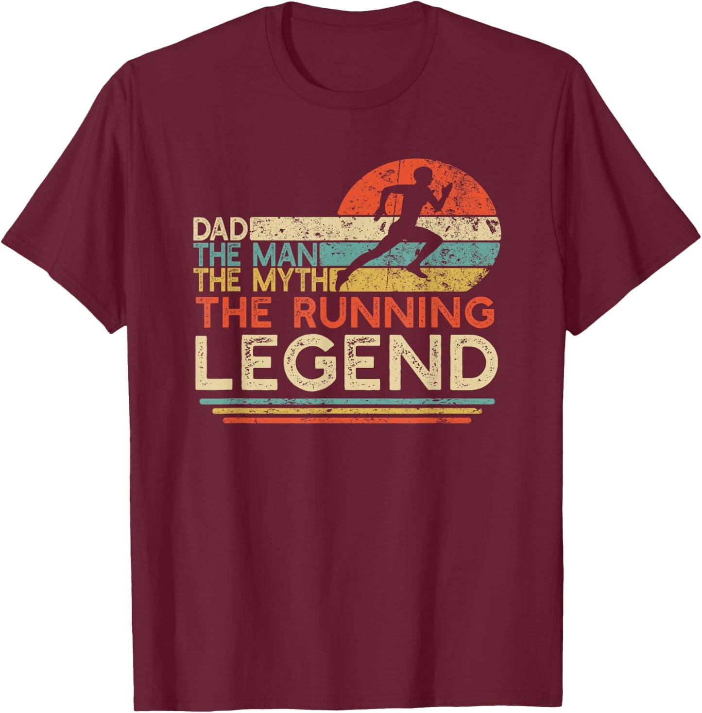 Vintage Running Dad The Man The Myth The Legend Runner Gift T-Shirt - T-Shirt | Maroon