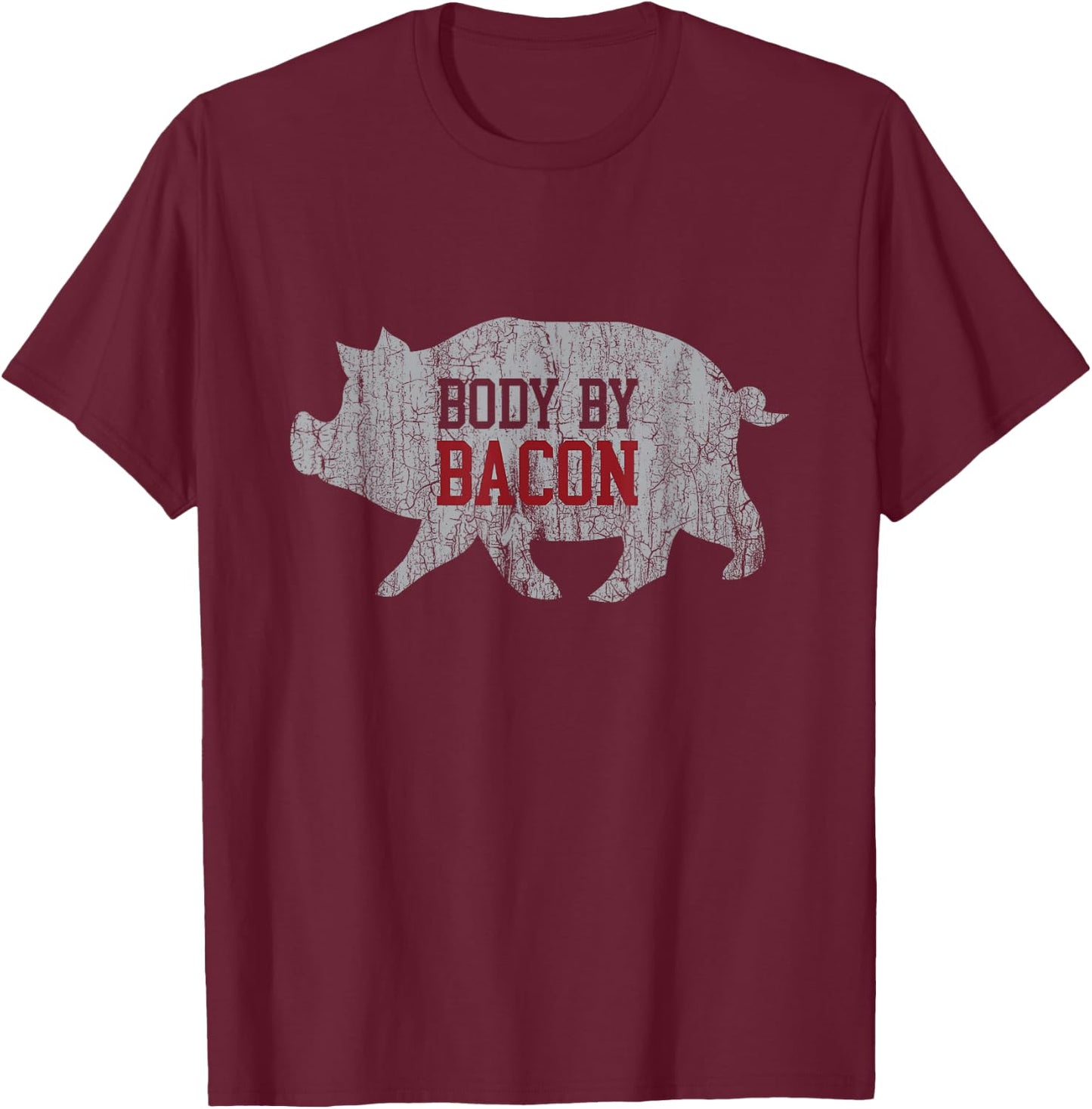 LCHF Lazy Keto Body by Bacon Keto Low Carb High Fat - Adults - Black - Small - Short Sleeve - Classic Fit T-Shirt - T-Shirt | Maroon