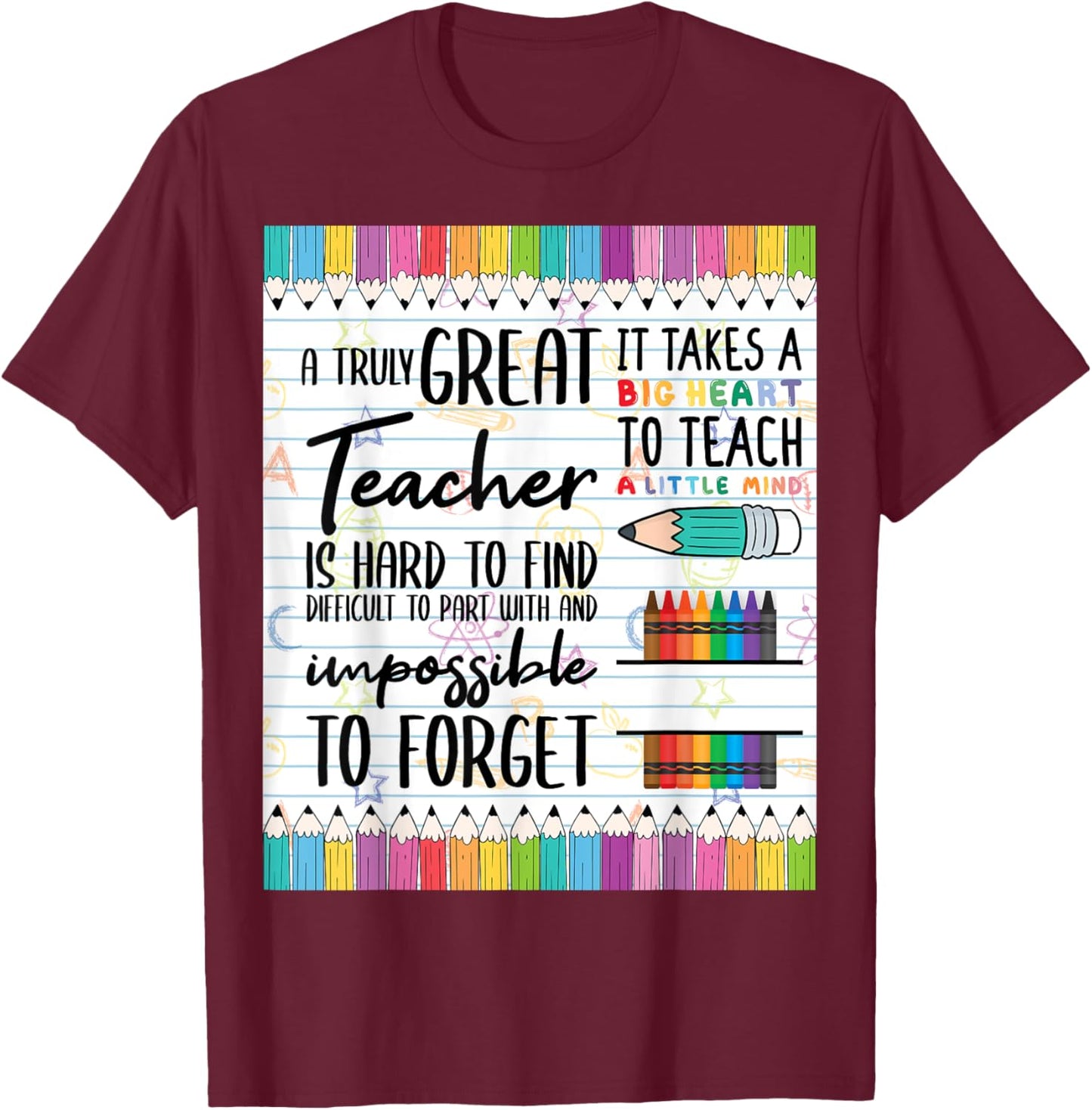 Composition Note Book Line Paper Book Gifts for Teacher T-Shirt - T-Shirt | Maroon