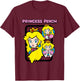 Super Mario Bros Princess Peach Power Up Vintage T-Shirt - T-Shirt | Maroon