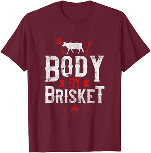 BBQ Smoker Body By Brisket T-Shirt - T-Shirt | Maroon