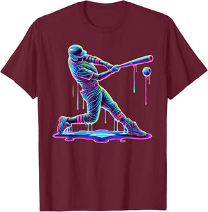 Ice Cream Drip Baseball Bat Baseball Player T-Shirt - T-Shirt | Maroon