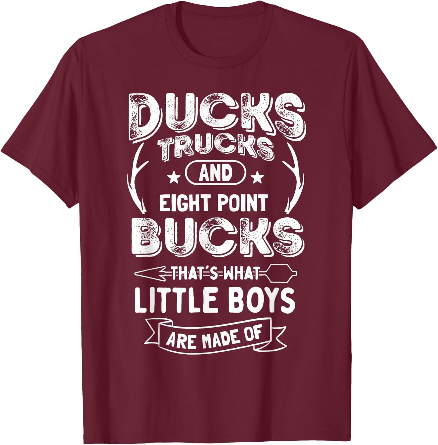 Youth Hunting Ducks trucks bucks Deer hunting funny T-Shirt - T-Shirt | Maroon