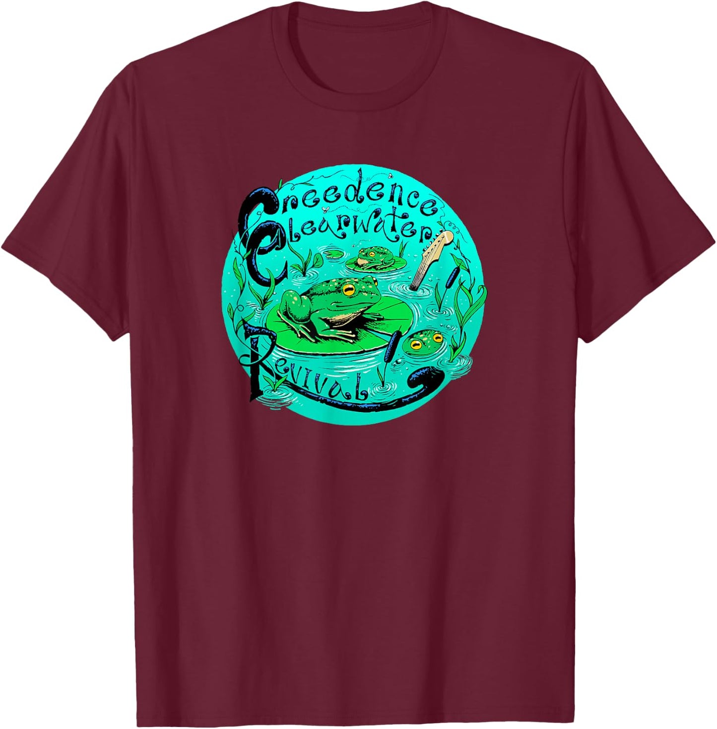 Creedence Clearwater Revival Frog & Lilypad T-Shirt - T-Shirt | Maroon