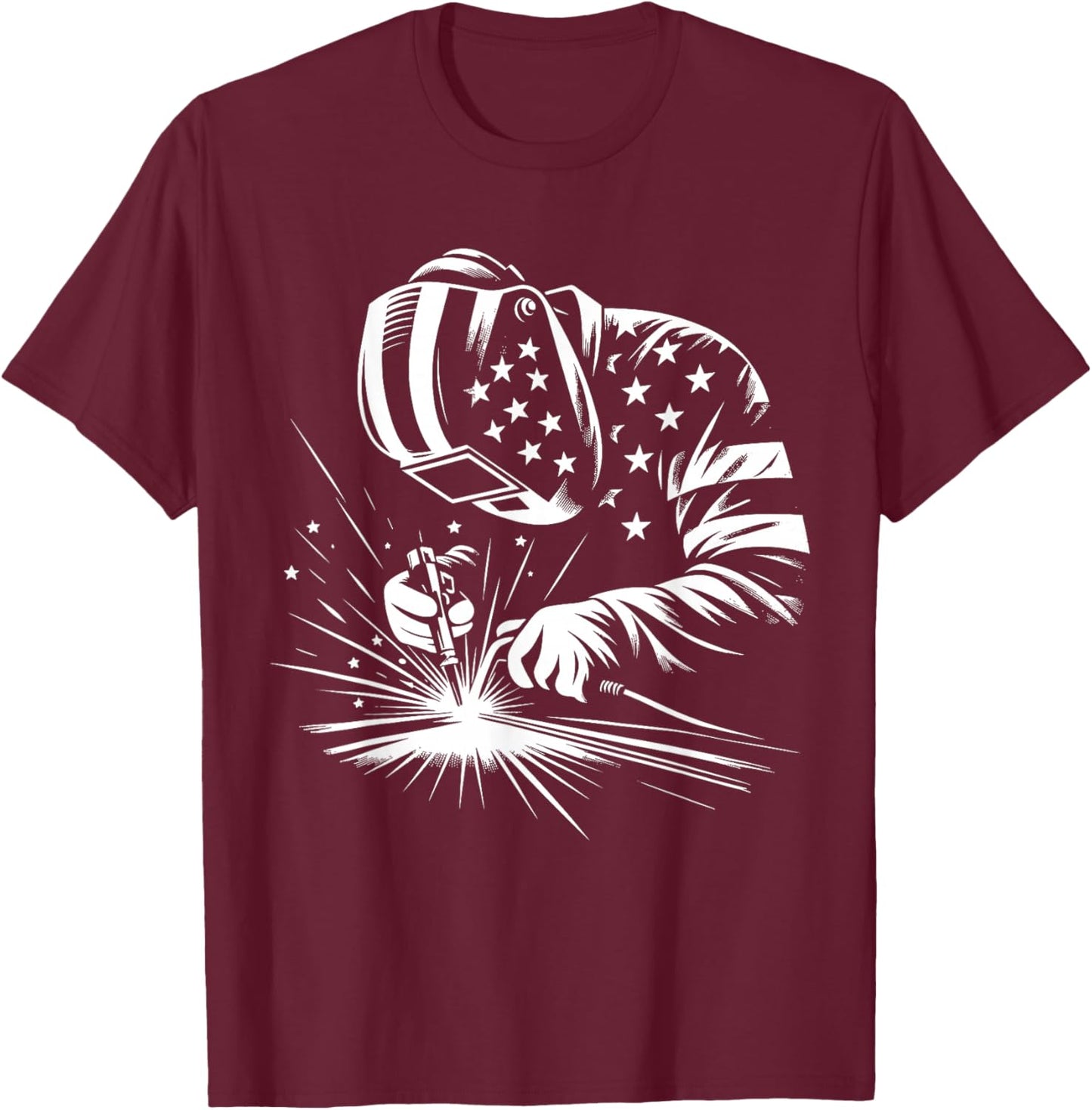 Welder American Flag USA Patriotic Welding Welder T-Shirt - T-Shirt | Maroon