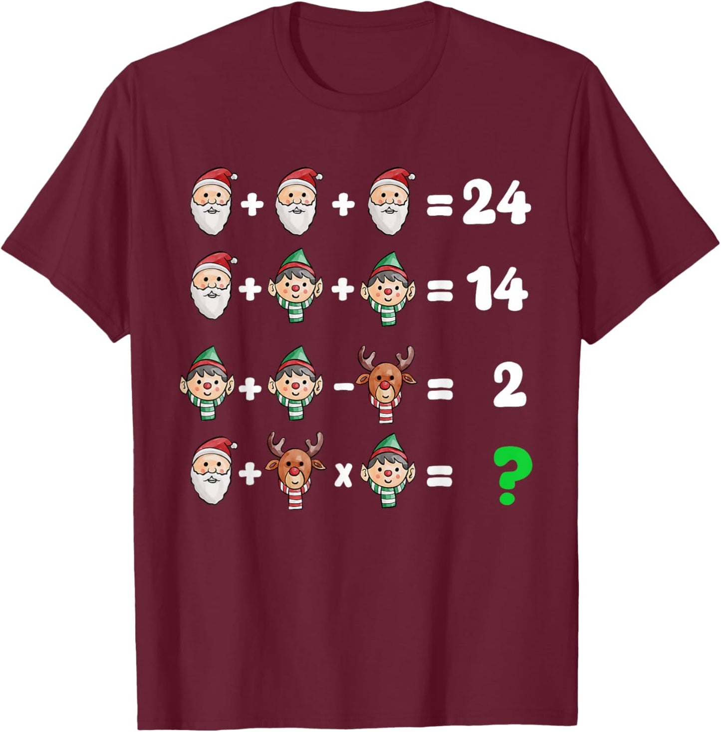 Order of Operations Quiz Christmas Math Teacher Xmas Math T-Shirt - T-Shirt | Maroon