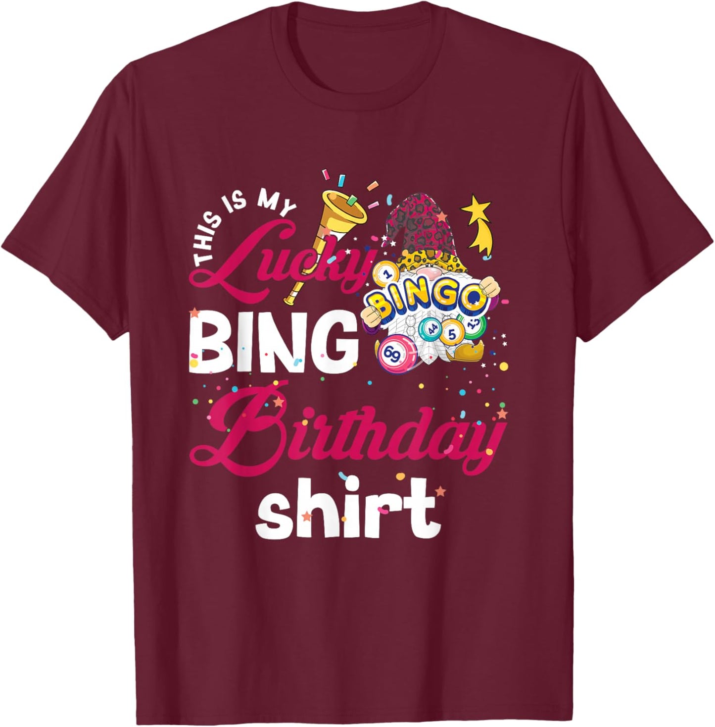 This is My Lucky Bingo Birthday Shirt Peace Love Bingo T-Shirt - T-Shirt | Maroon