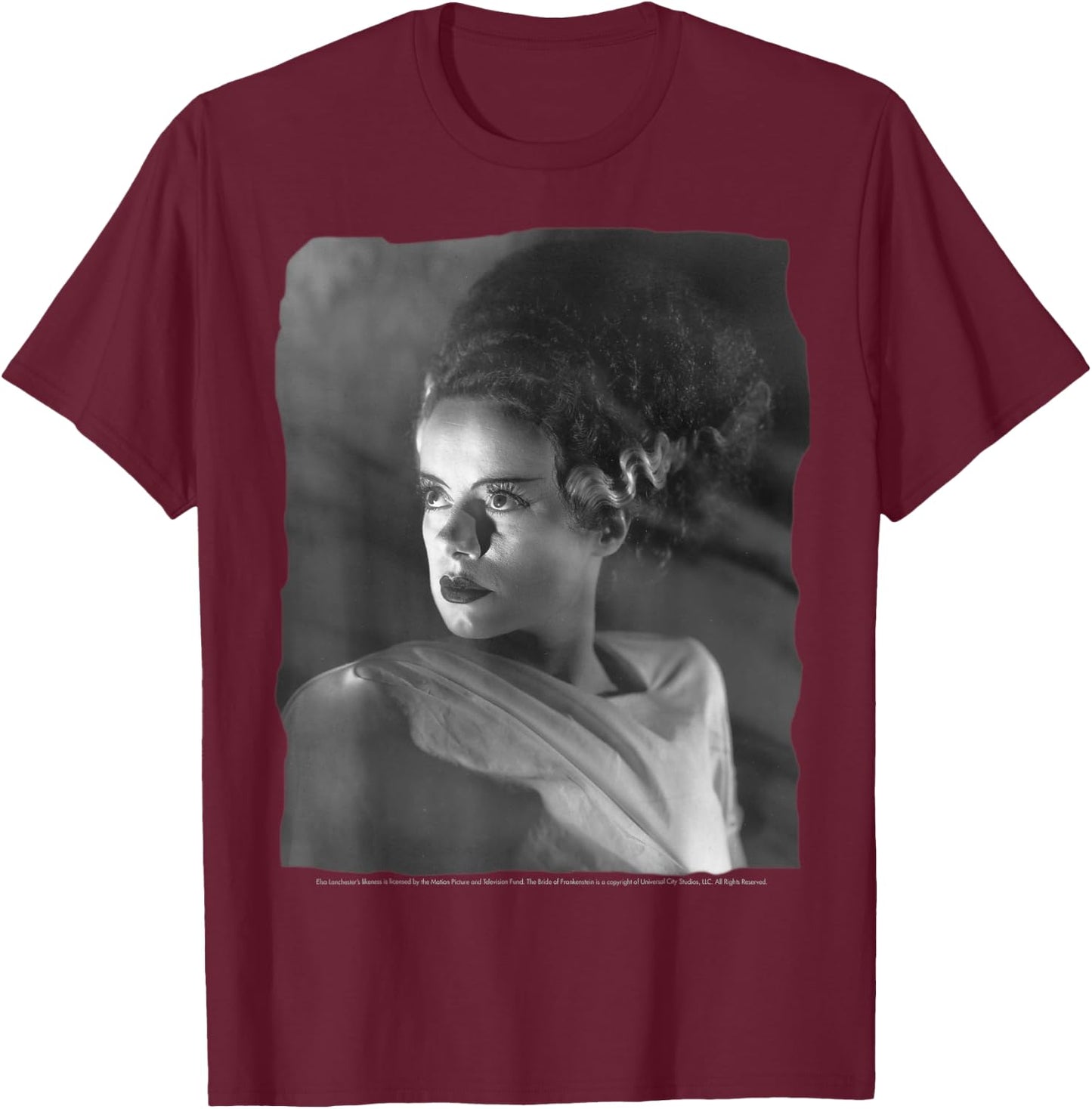 Universal Monsters Bride Of Frankenstein Classic Portrait T-Shirt - T-Shirt | Maroon